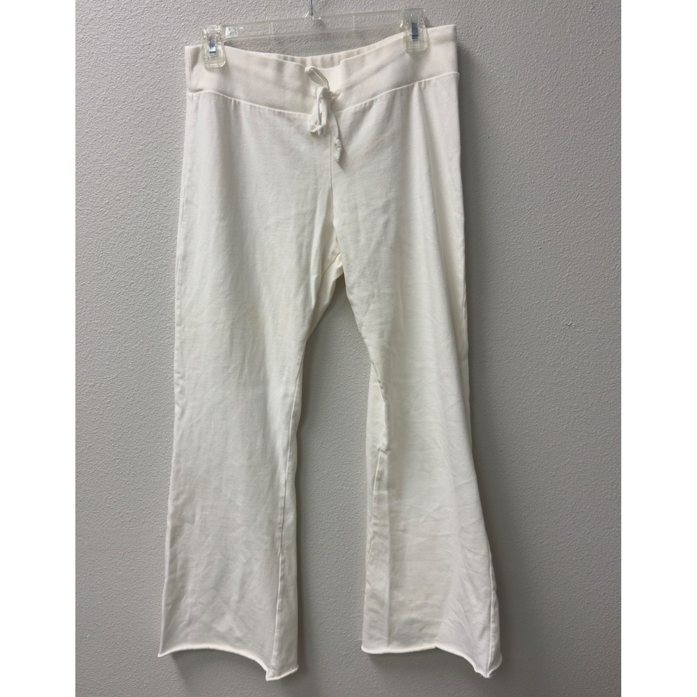 Brandy Melville Sweatpants Womens One Size White Flare Raw Hem Y2K Streetwear